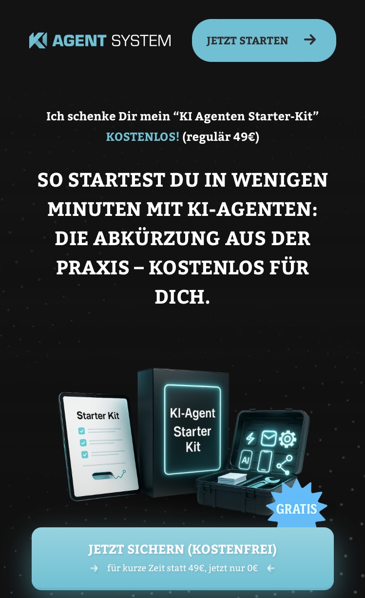 “KI Agenten Starter-Kit ” Freebie KOSTENLOS! (regulär 49€), Gratis Freebie
